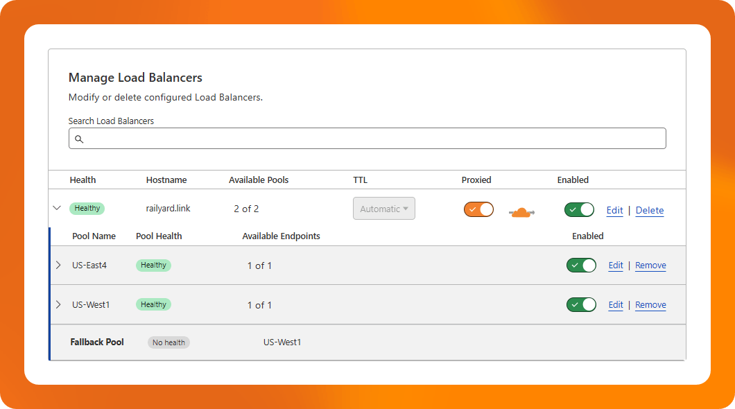 screenshot of the finished load balancer