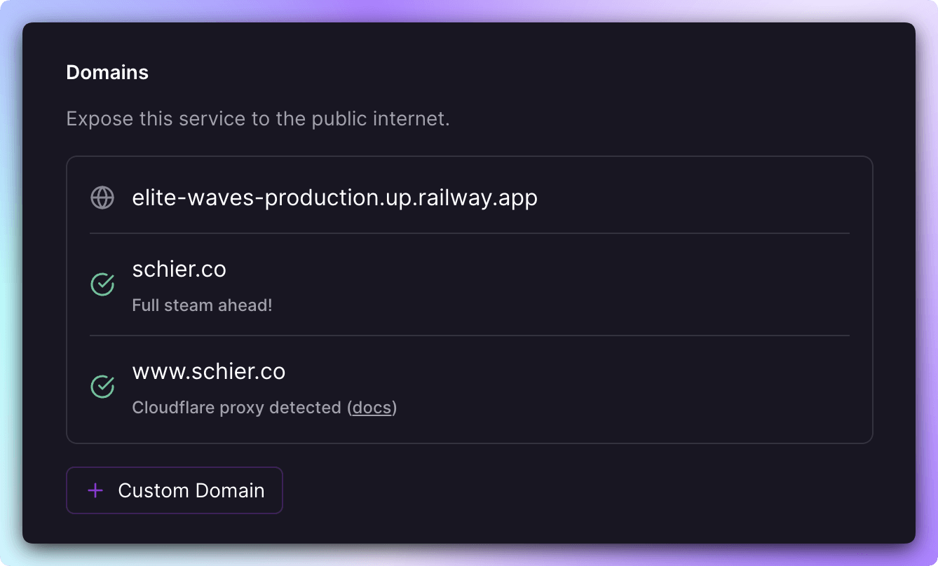 Screenshot of Custom Domain