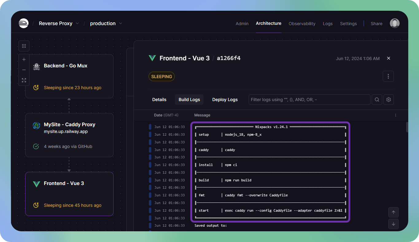 nixpacks build table